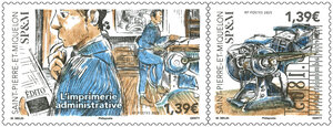 Diptyque de timbres de Saint Pierre et Miquelon - L'imprimerie administrative
