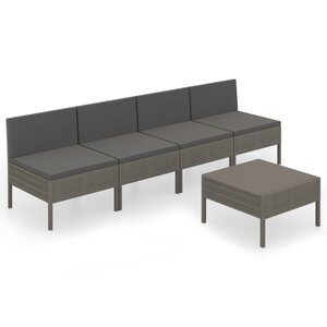 vidaXL Salon de jardin 5 Pièces avec coussins résine tressée gris