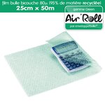 Lot de 6  rouleaux de film bulle d'air recycle largeur 25 cm x longueur 50 mètres - gamme air'roll green de la marque enveloppebulle