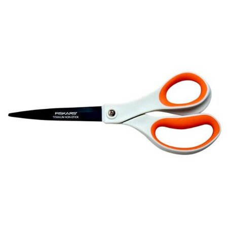 Ciseaux avec lame titane, longueur 21cm, pour droitier blanc/orange FISKARS