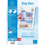 Etui Carton De 100 Pochettes Coin Stop Doc Polypropylène Lisse 11/100e - A4 - Cristal - Exacompta
