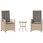 vidaXL Ensemble de bistro 3 Pièces coussins mélange beige résine tressée