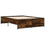 vidaXL Cadre de lit chêne fumé 135x190 cm bois d'ingénierie et métal