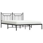vidaXL Cadre de lit métal avec tête de lit noir 183x213 cm