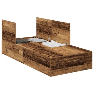 vidaXL Cadre de lit de rangement en vieux bois 90x190 cm en bois d'ingénierie