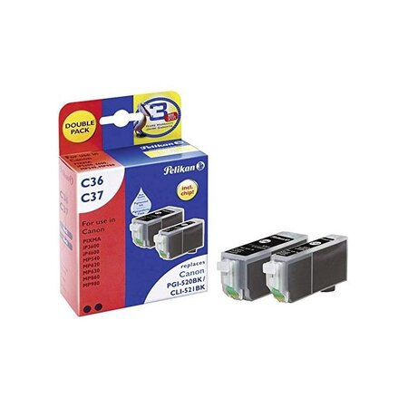 C36-c37 lot de 2 cartouche jet d'encre compatible avec oem cli-521bk + pgi-5... Pelikan printing