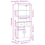 vidaXL Buffet haut Blanc 69 5x34x180 cm Bois d'ingénierie