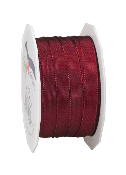 Ruban de soie acetat laitonné lyon 25-m-rouleau 10 mm bordeaux
