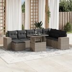 vidaXL Salon de jardin 9 Pièces avec coussins gris clair résine tressée