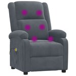 vidaXL Fauteuil électrique de massage Gris foncé velours