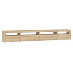 vidaXL Meuble TV avec lumières LED Chêne sonoma 270x35x40 cm