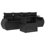 vidaXL Salon de jardin 5 Pièces avec coussins noir résine tressée