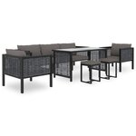 vidaXL Salon de jardin 8 Pièces avec coussins Résine tressée Anthracite