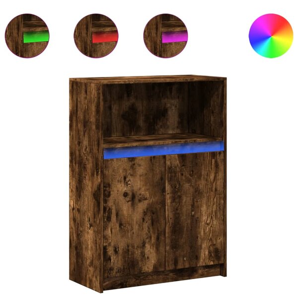 vidaXL Buffet avec LED chêne fumé 72x34x100 cm bois d'ingénierie