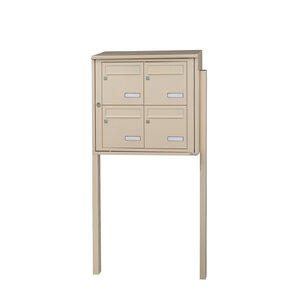 Bloc collectif Leabox 2x2 grade 3 simple face extérieur fixation sur pieds à sceller ivoire ral 1015 finition brillante