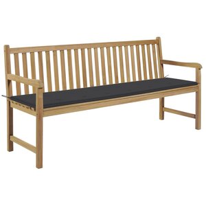 vidaXL Banc de jardin avec coussin anthracite 175 cm Teck massif
