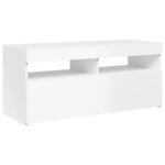 vidaXL Meuble TV avec lumières LED blanc brillant 90x35x40 cm