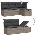 vidaXL Salon de jardin avec coussins 7 Pièces gris résine tressée