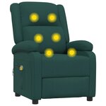 vidaXL Fauteuil électrique de massage Vert foncé Tissu