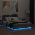 vidaXL Cadre de lit tête de lit et lumières LED sonoma gris 135x190 cm