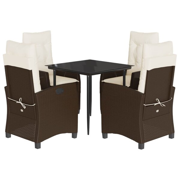 vidaXL Ensemble à manger de jardin 5 Pièces et coussins marron poly rotin