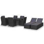 vidaXL Ensemble à manger de jardin 9 Pièces Résine tressée Noir