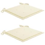 vidaXL Chaises Batavia lot de 2 et coussins crème Bois de teck massif
