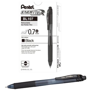 Stylo Roller Encre Gel EnerGel-X BL107 Pointe Fine Noir x 12 PENTEL