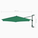 vidaXL Parasol mural avec mât métallique 300 cm Vert