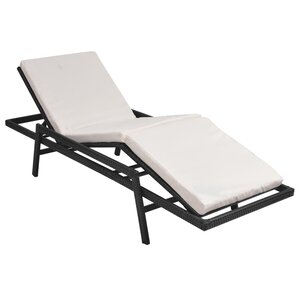 vidaXL Chaise longue avec coussin Résine tressée Noir