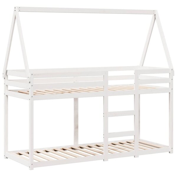vidaXL Lit superposé avec toit blanc 90x190 cm bois massif de pin