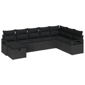 vidaXL Ensemble de Canapés avec coussin 8 Pièces Noir polyrotin