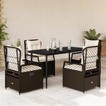 vidaXL Ensemble à manger de jardin 5 Pièces et coussins marron poly rotin