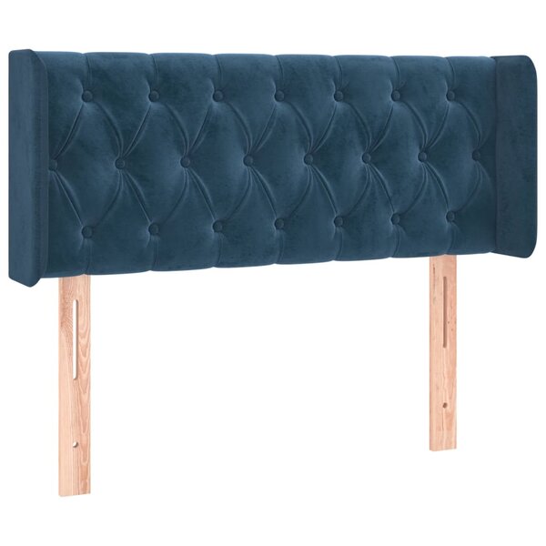 vidaXL Tête de lit avec oreilles Bleu foncé 93x16x78/88 cm Velours