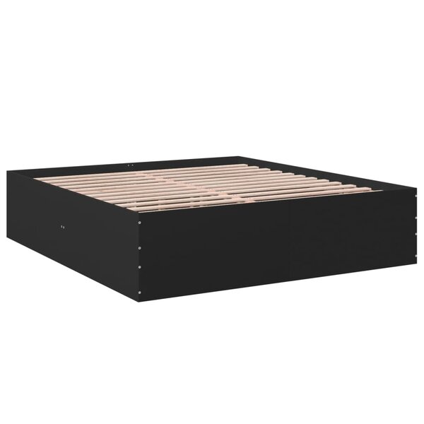 vidaXL Cadre de lit noir 200x200 cm bois d'ingénierie