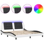 vidaXL Cadre de lit avec lumières LED blanc noir 180x200 cm similicuir