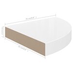 vidaXL Étagères d'angle flottantes 2Pièces blanc brillant 25x25x3 8cm MDF