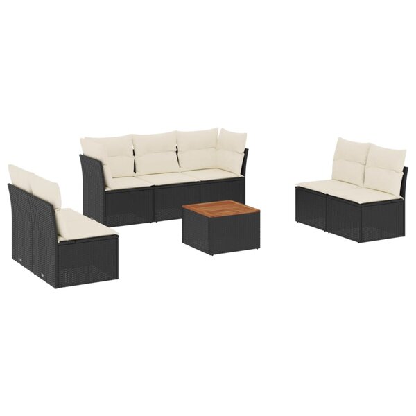 vidaXL Salon de jardin 8 Pièces avec coussins noir résine tressée