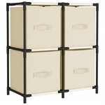 vidaXL Armoire de rangement 4 paniers en tissu Crème 63x30x71 cm Acier