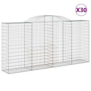 vidaXL Paniers à gabions arqués 30 Pièces 300x50x140/160 cm fer galvanisé