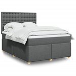 vidaXL Sommier à lattes de lit avec matelas Gris foncé 140x190cm Tissu