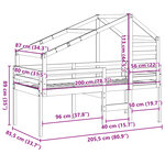 vidaXL Lit haut avec toit blanc 80x200 cm bois de pin massif