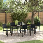 vidaXL Ensemble de salle à manger de jardin 7 pièces Noir Poly Rotin
