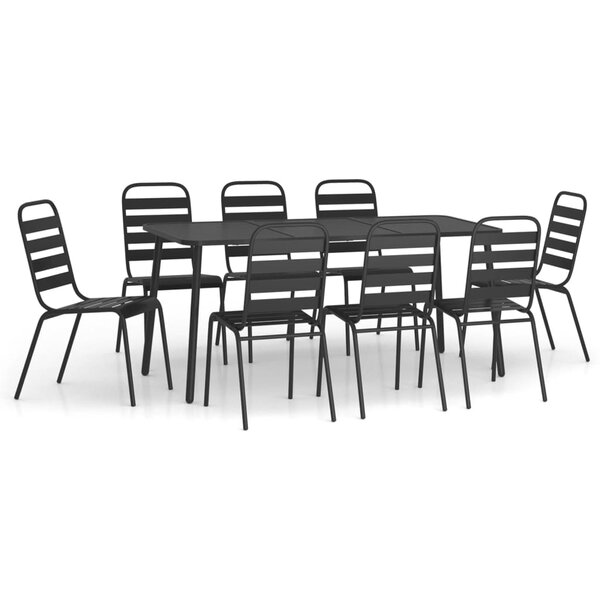 vidaXL Ensemble à manger de jardin 9 Pièces anthracite acier