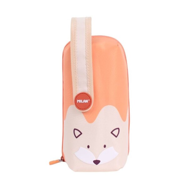 Trousses Milan Fun Animals  lot de 4  contenu standard : gomme  2 taille-crayons  crayon  1 stylo Sway bleu et 2 stylos tactiles P1 noirs et rouges  règle de 15 cm  10 crayons de couleur Ergo et 12 marqueurs - Orange/Beige