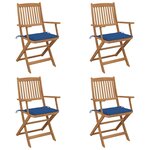 vidaXL Chaises pliables de jardin lot de 4 avec coussins Bois d'acacia