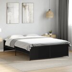 vidaXL Cadre de lit noir 140x190 cm bois d'ingénierie et métal