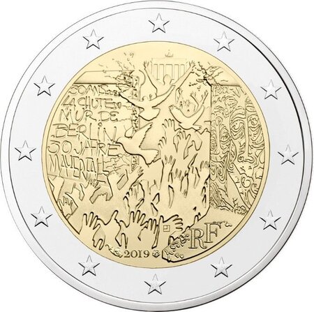 Monnaie 2 euros commémorative france 2019 - chute mur de berlin