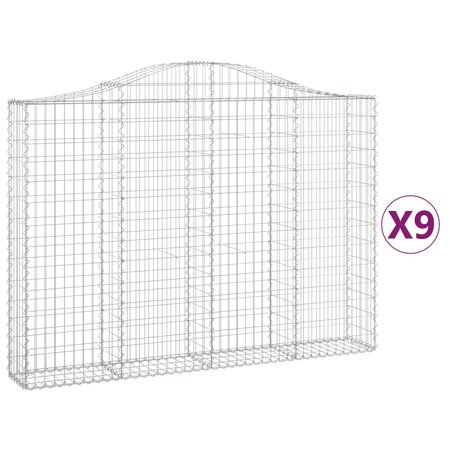 vidaXL Paniers à gabions arqués 9 Pièces 200x30x140/160 cm Fer galvanisé