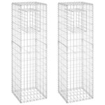 vidaXL Poteaux à panier de gabion 2 Pièces 40x40x140 cm Fer